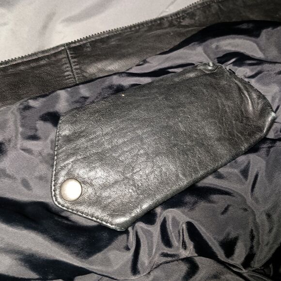 VINTAGE Colebrook Genuine Leather Bomber Jacket Mens L Black Buttery Soft Y2K - Picture 12 of 16